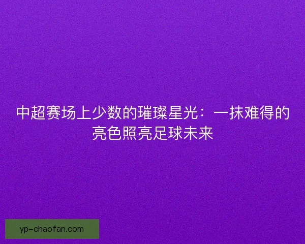 中超赛场上少数的璀璨星光：一抹难得的亮色照亮足球未来