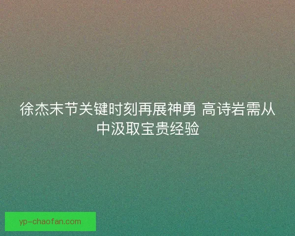 徐杰末节关键时刻再展神勇 高诗岩需从中汲取宝贵经验